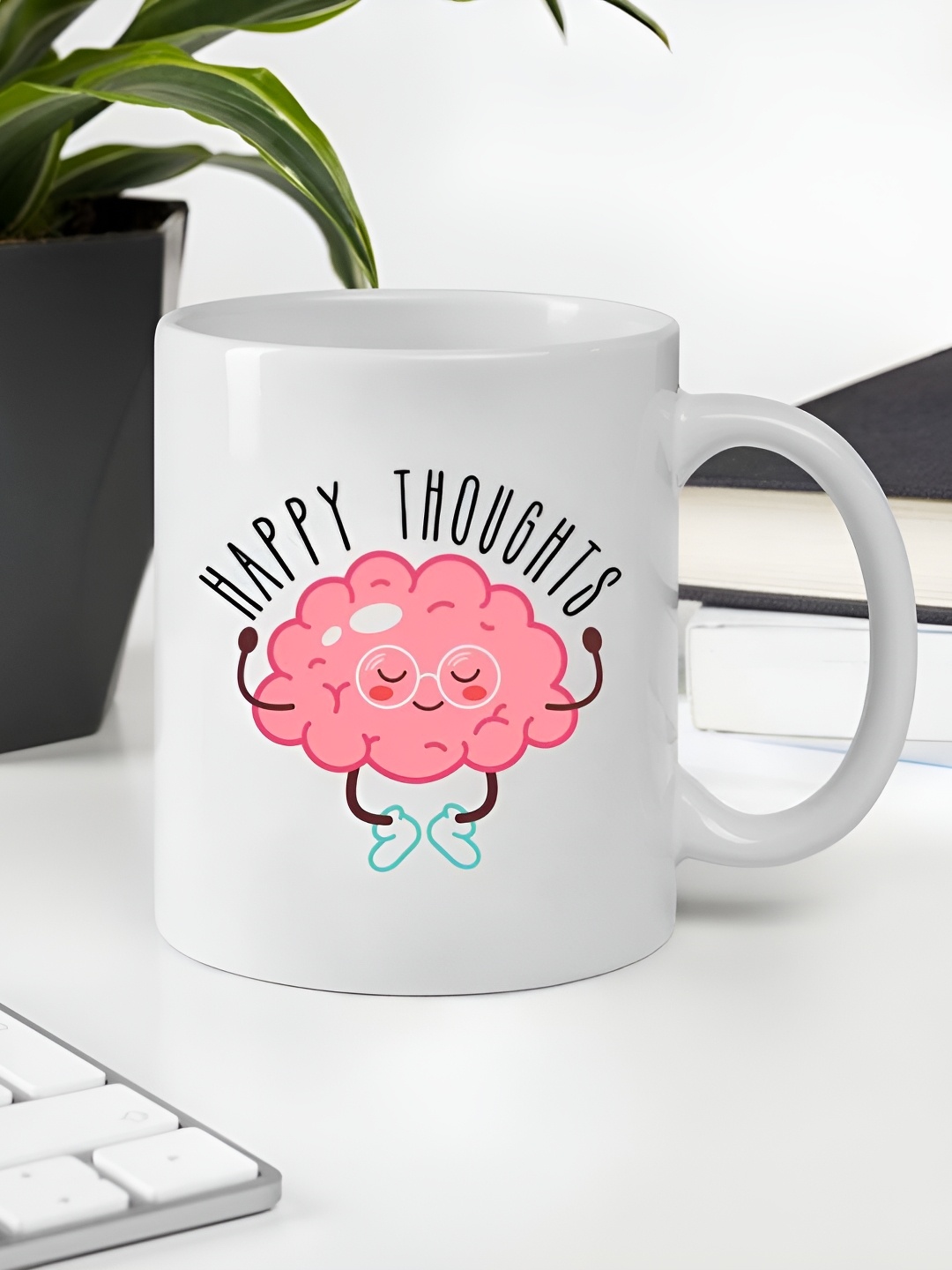 

Giftii White & Pink Cartoon Brain Printed Ceramic Mug 300ml