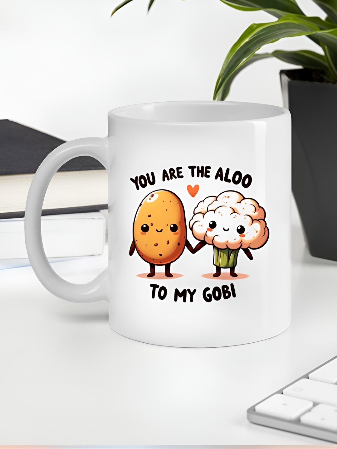 

Giftii White & Black Aloo Gobi Printed Ceramic Mugs 300ml