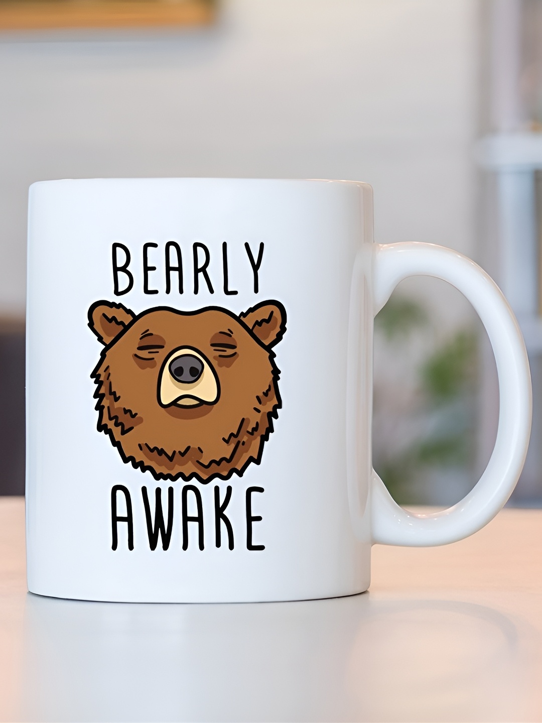 

Giftii White & Brown Bear Printed Ceramic Mugs 300ml