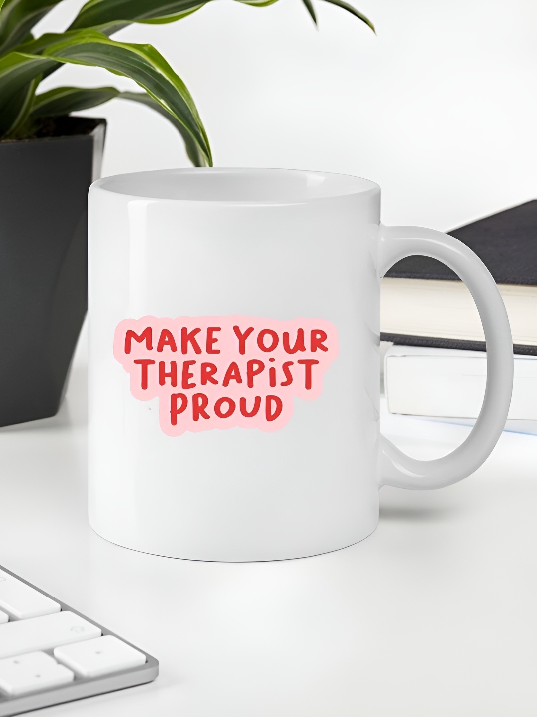 

Giftii White & Pink Typography Printed Ceramic Mug 300ml