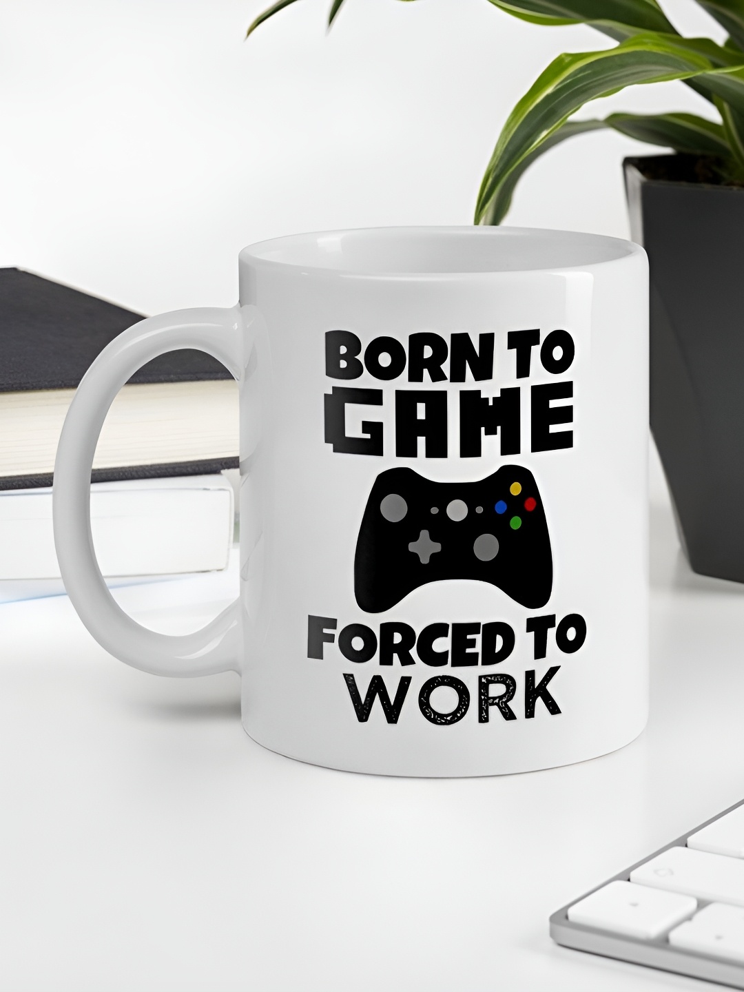 

Giftii White & Black Joystick Printed Ceramic Mug 300ml