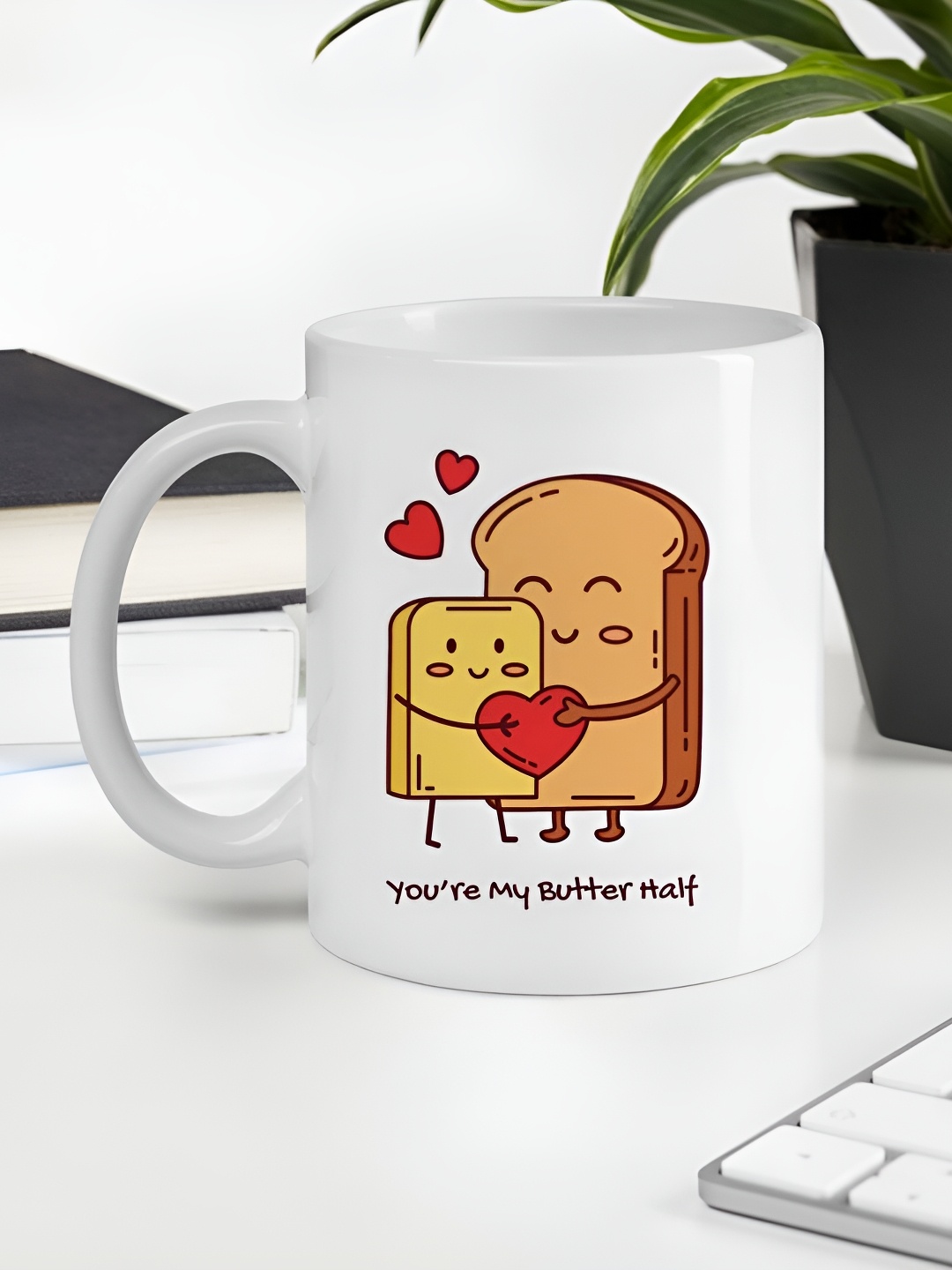 

Giftii White & Brown Typography Printed Ceramic Mugs 300ml