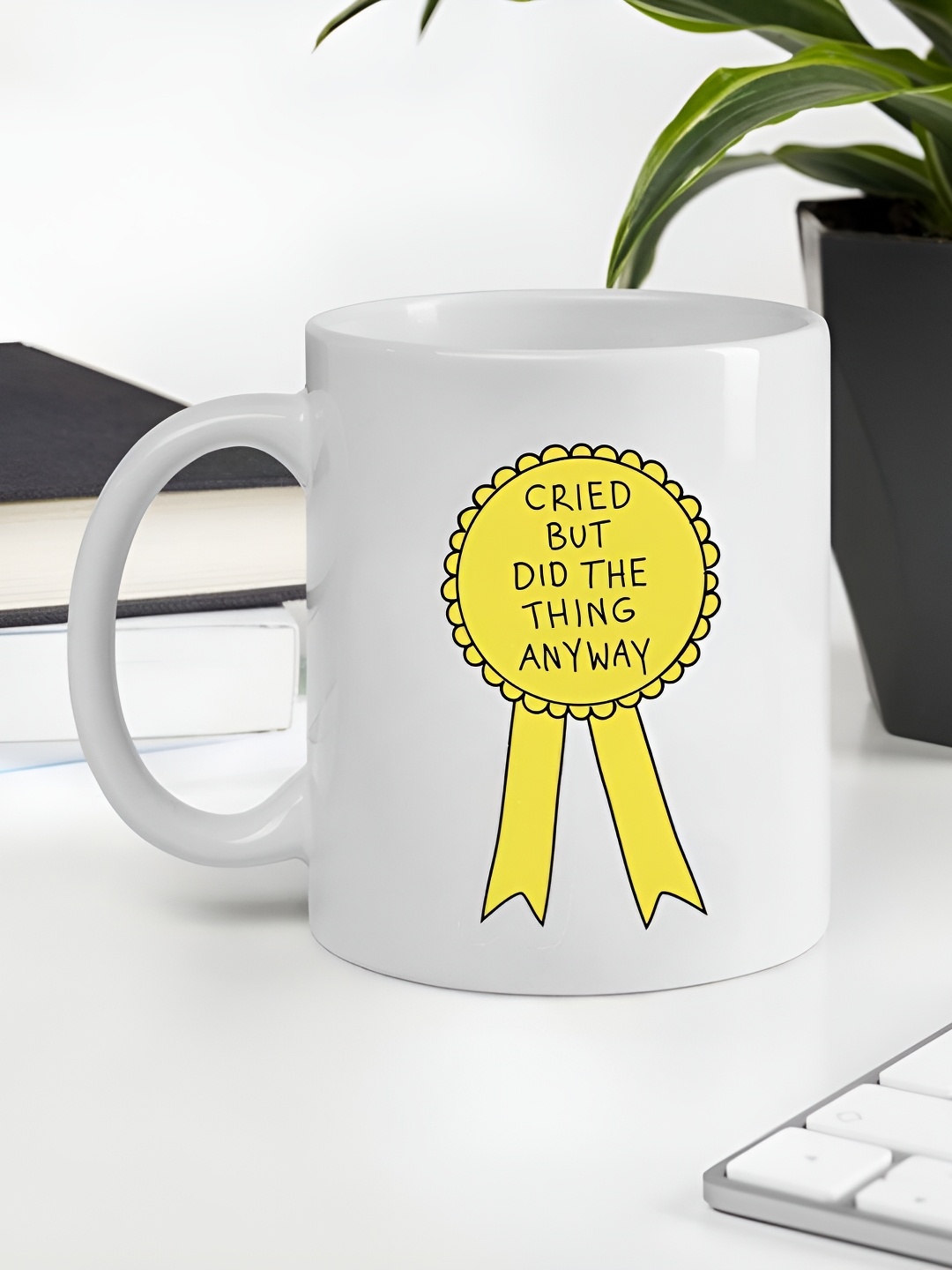 

Giftii White & Yellow Typography Printed Ceramic Mug 300ml