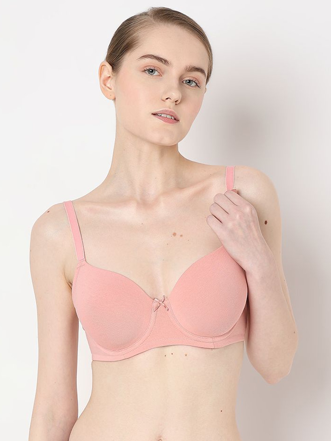 

Vero Moda Women Medium Coverage Underwired Lightly Padded Seamless T-shirt Bra, Pink