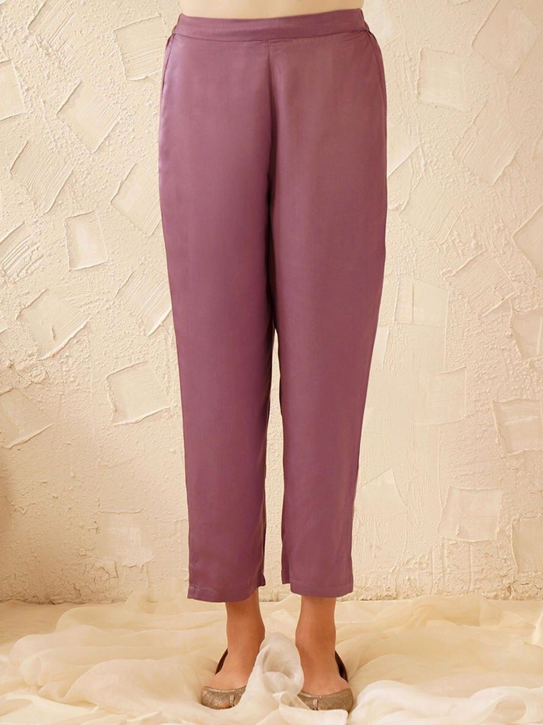 

JAYPORE Women Relaxed Trousers, Purple