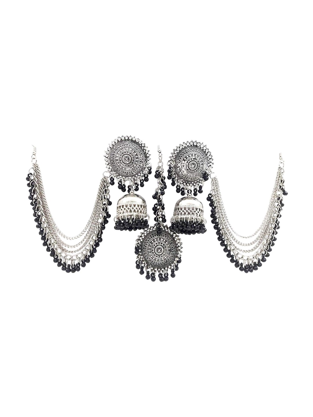 

Oxidized Heaven Silver Plated Beaded Jewellery Set