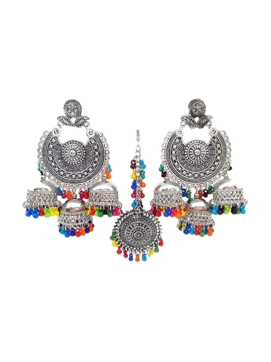 

Oxidized Heaven Sterling Silver-Plated Beaded Oxidised Jewellery Set