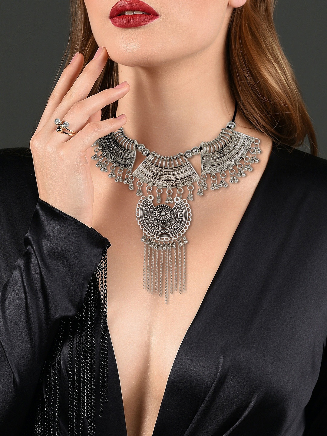 

Oxidized Heaven Sterling Silver-Plated Beaded Jewellery Set