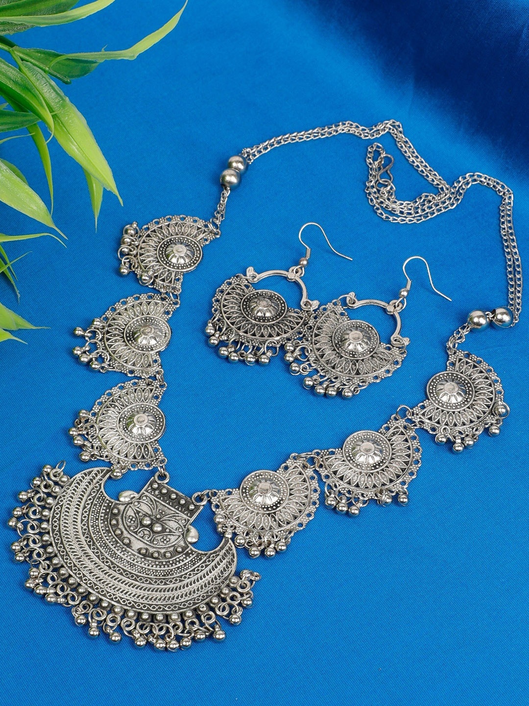 

Oxidized Heaven Sterling Silver Silver-plated Beaded Jewellery Set