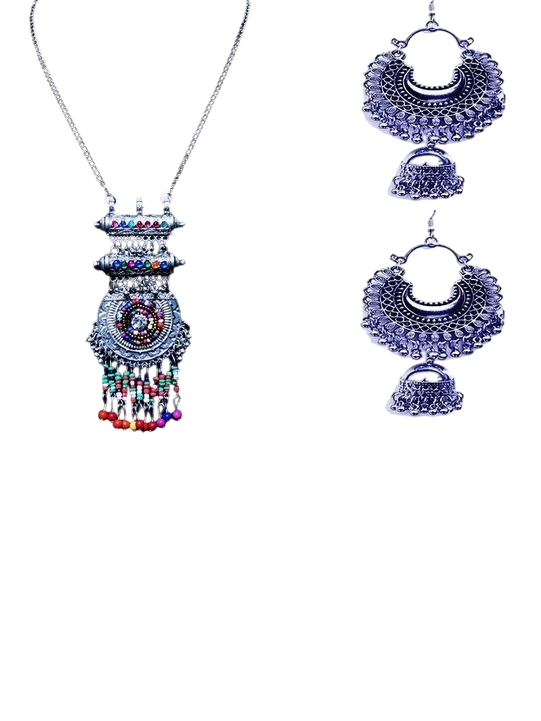 

Oxidized Heaven Sterling Silver-Plated Textured Beaded Jewellery Set