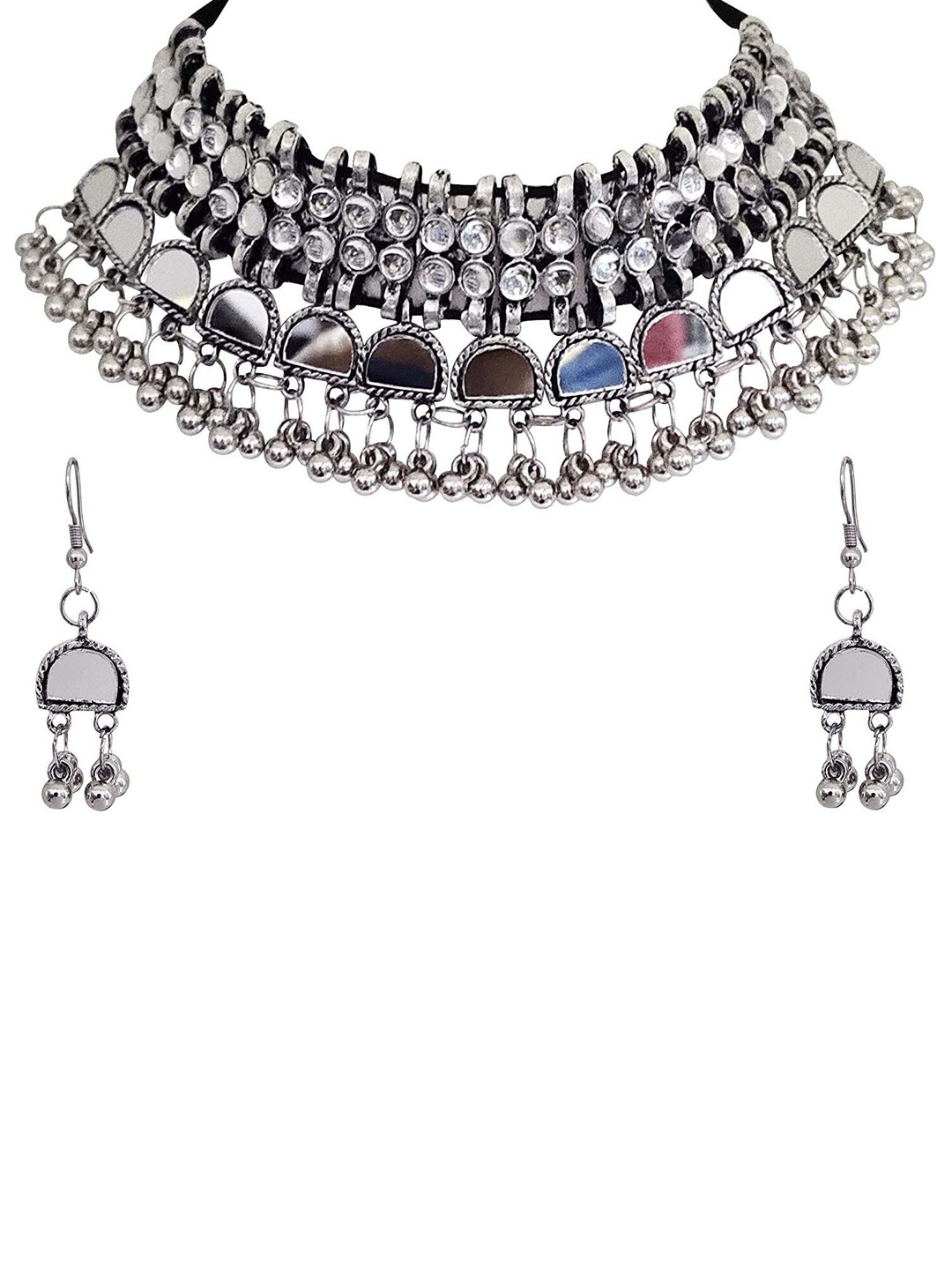 

Oxidized Heaven Silver-Plated Necklace and Earrings