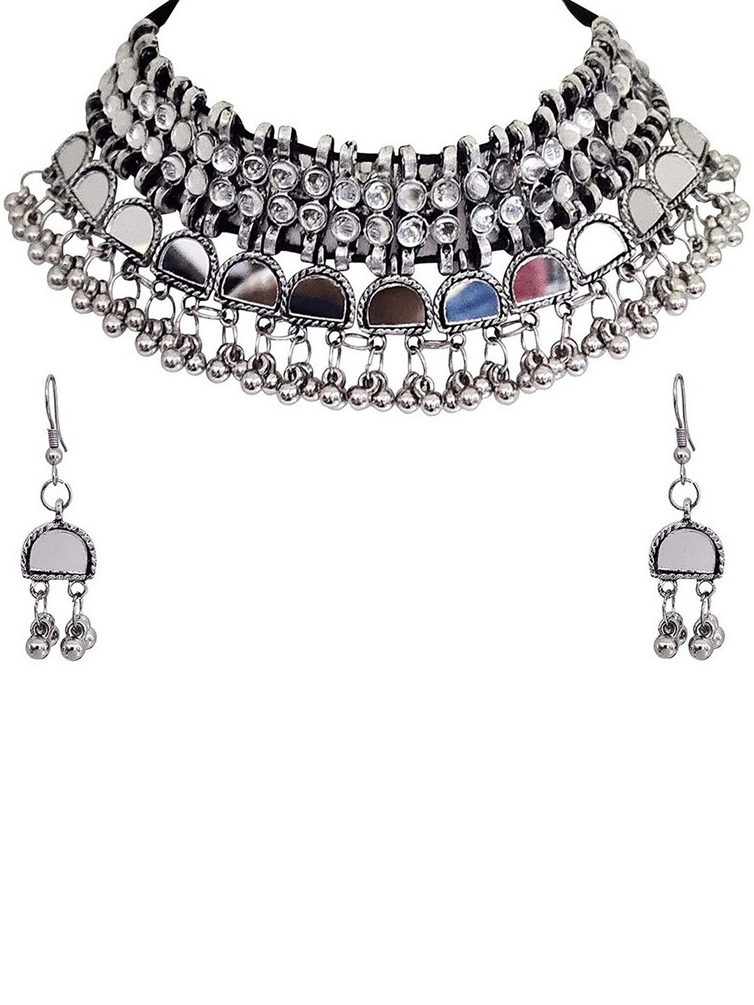 

Oxidized Heaven Sterling Silver-Plated Mirror Jewellery Set