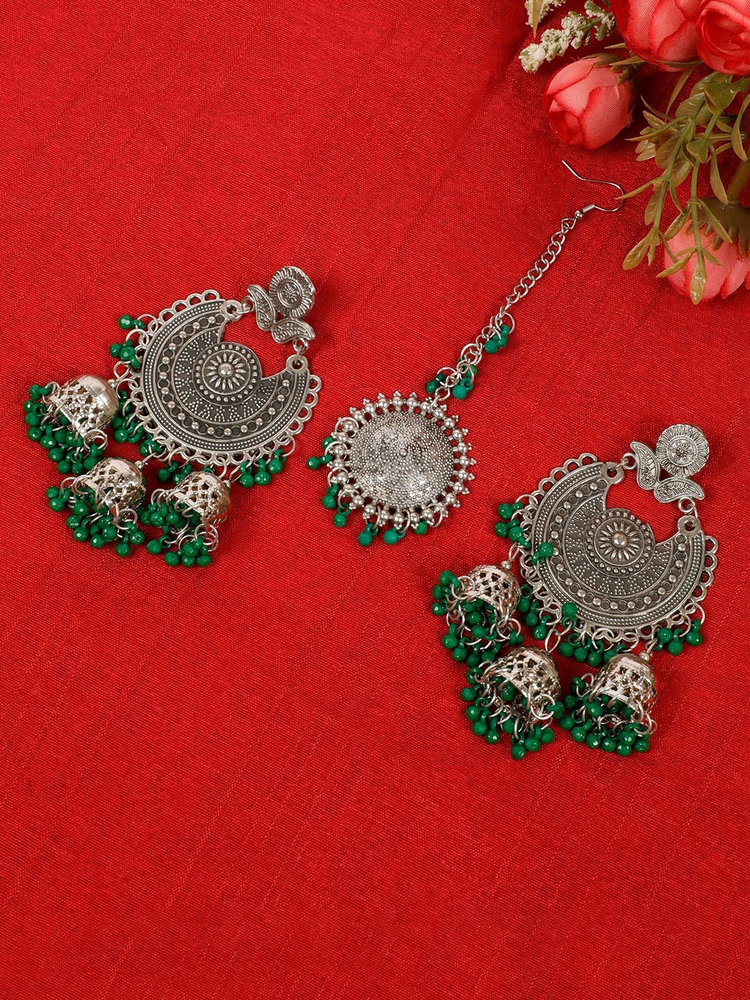 

Oxidized Heaven Sterling Silver -Plated Beaded Jewellery Set