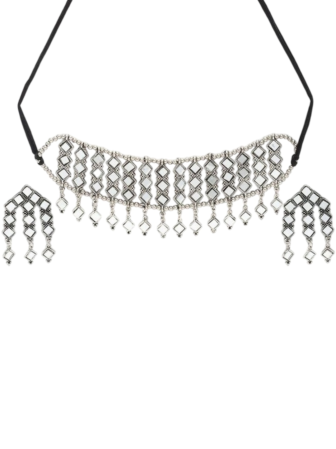 

Oxidized Heaven Sterling Silver-Plated Beaded Necklace and Earrings