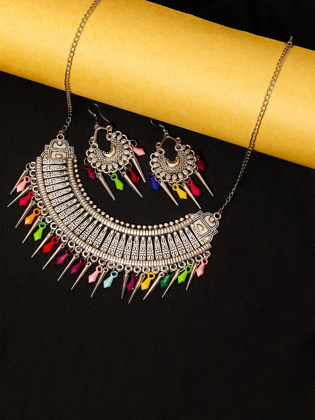 

Oxidized Heaven Silver-Plated Beaded Jewellery Set
