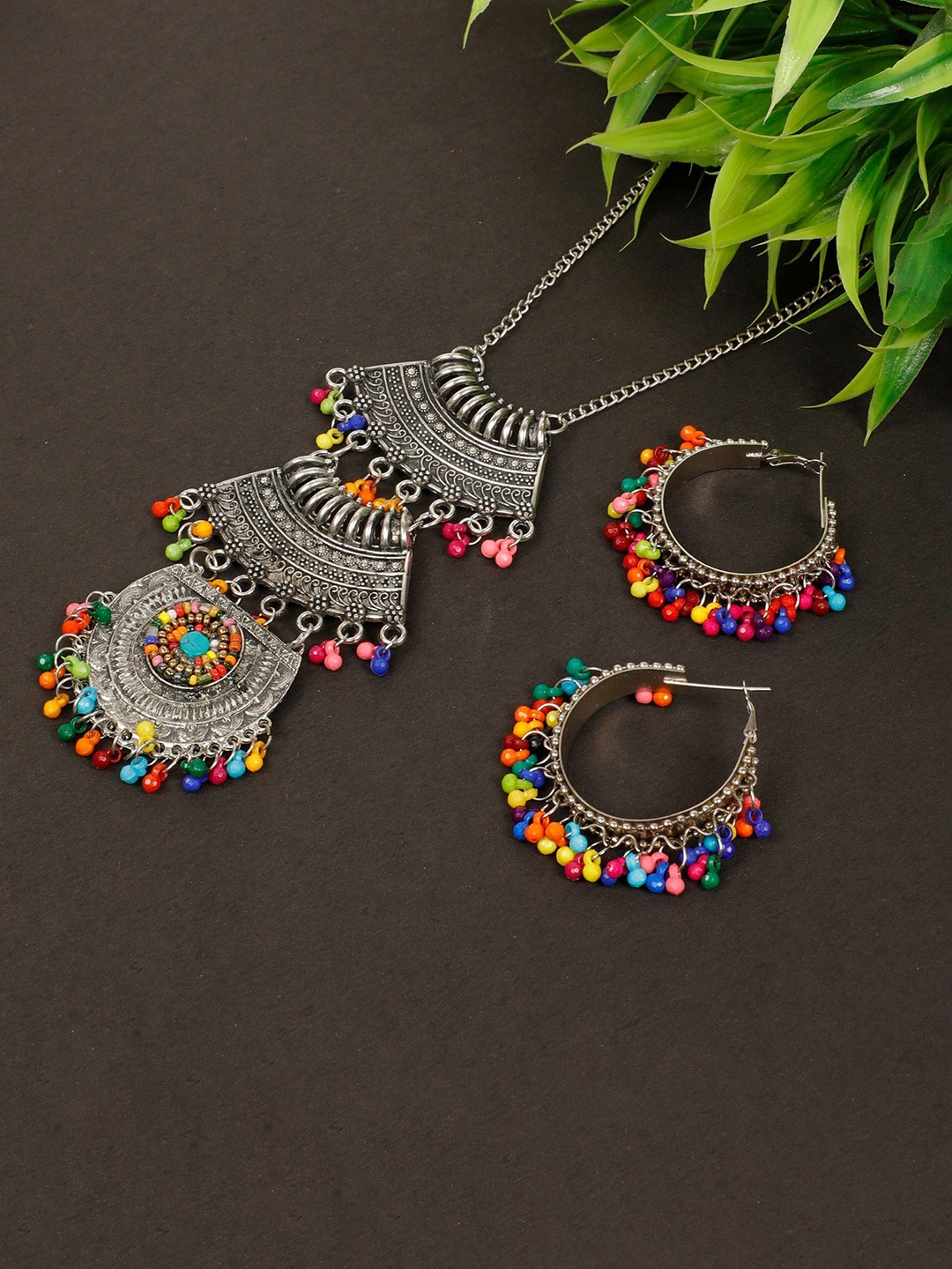

Oxidized Heaven Sterling Silver-Plated Beaded Jewellery Set