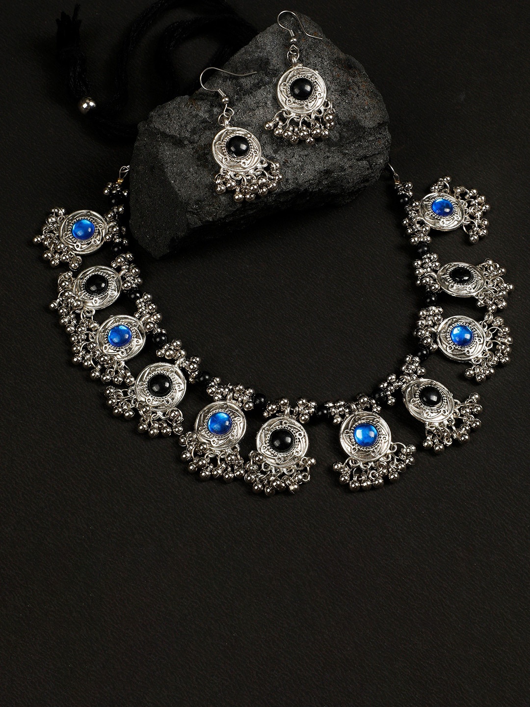 

Oxidized Heaven Sterling Silver Sliver-Plated Textured Necklace & Earrings