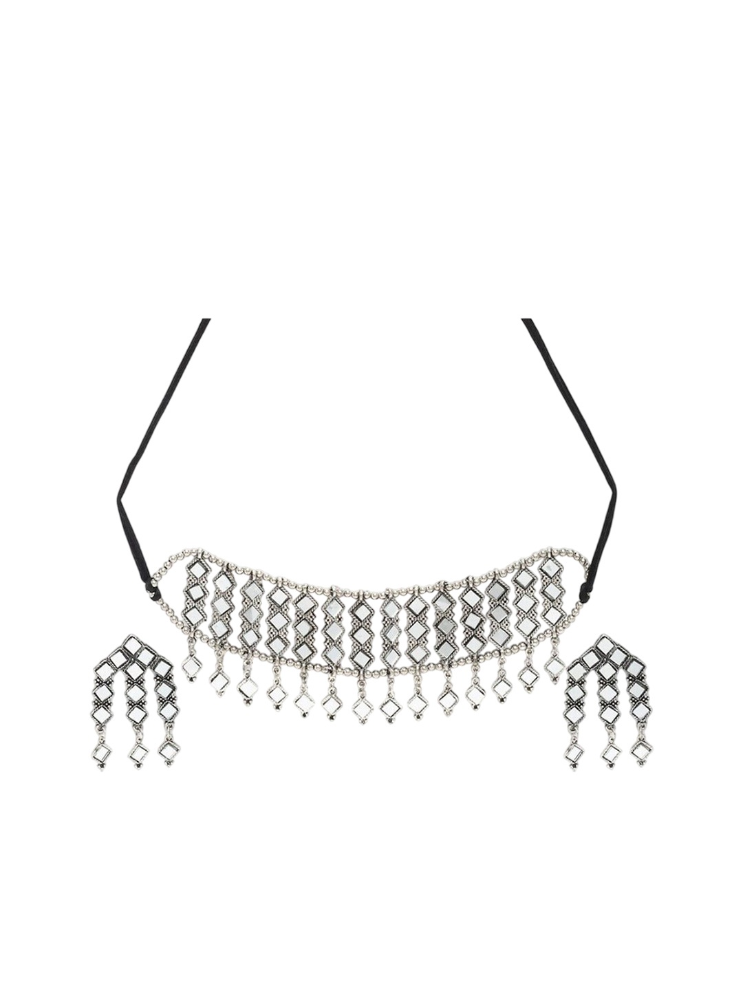 

Oxidized Heaven Sterling Silver-Plated Beaded Necklace and Earrings