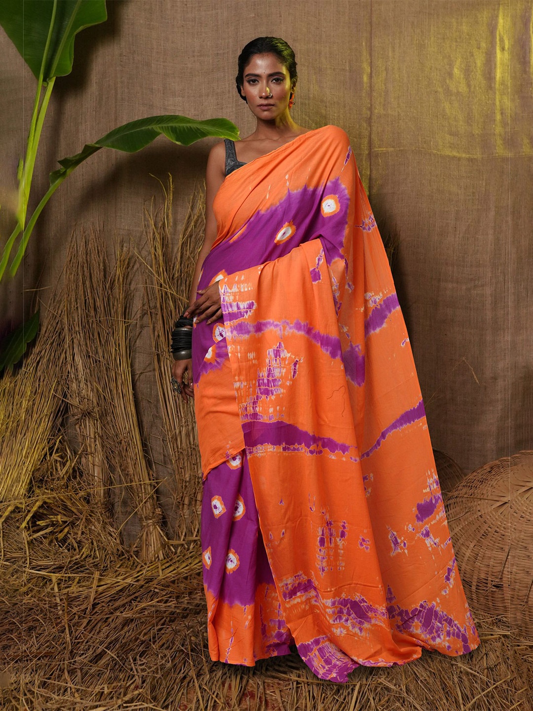 

Unnati Silks Abstract Dyed Pure Cotton Bandhani Saree, Purple