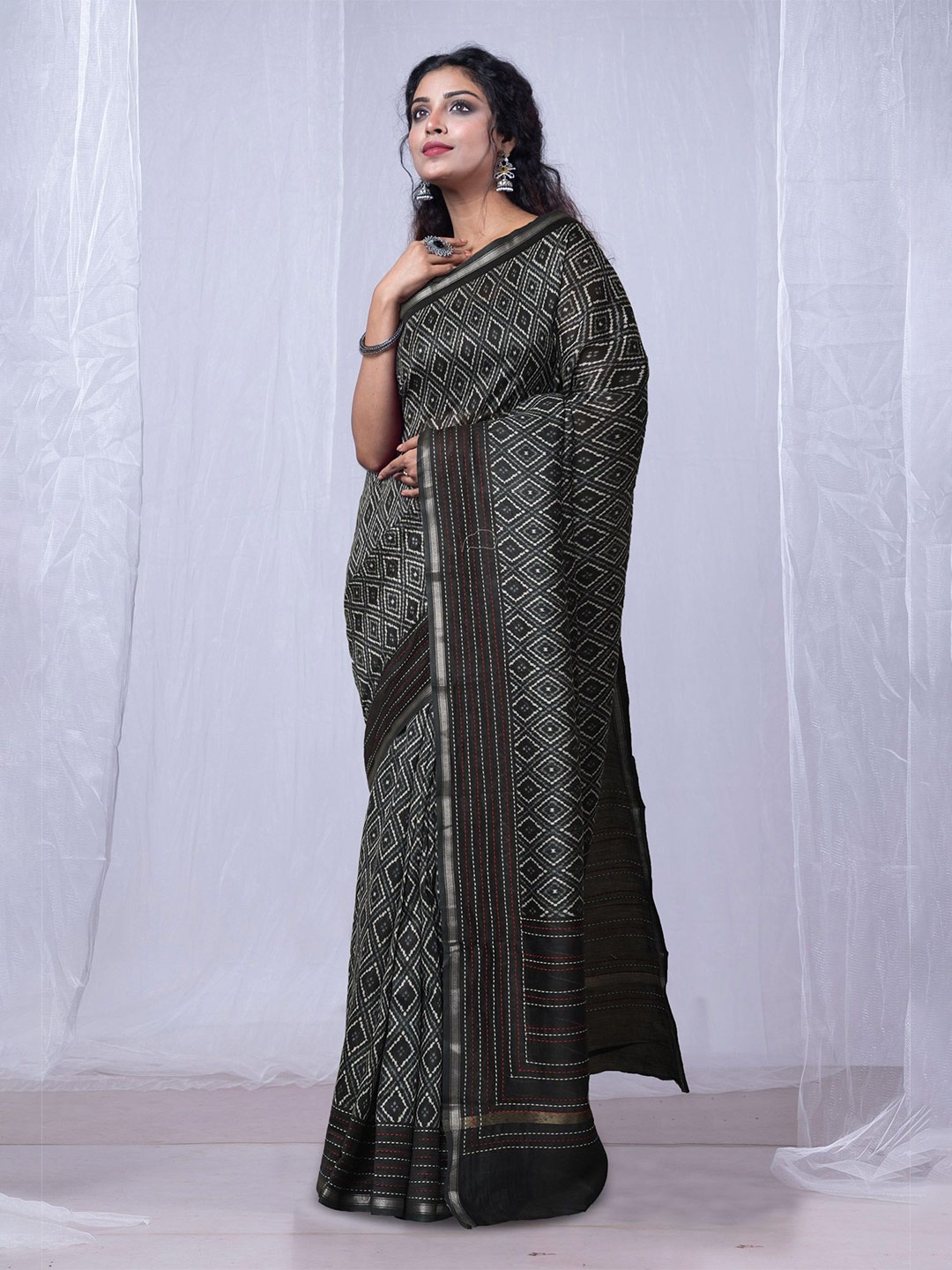

Unnati Silks Handloom Chanderi Saree, Black