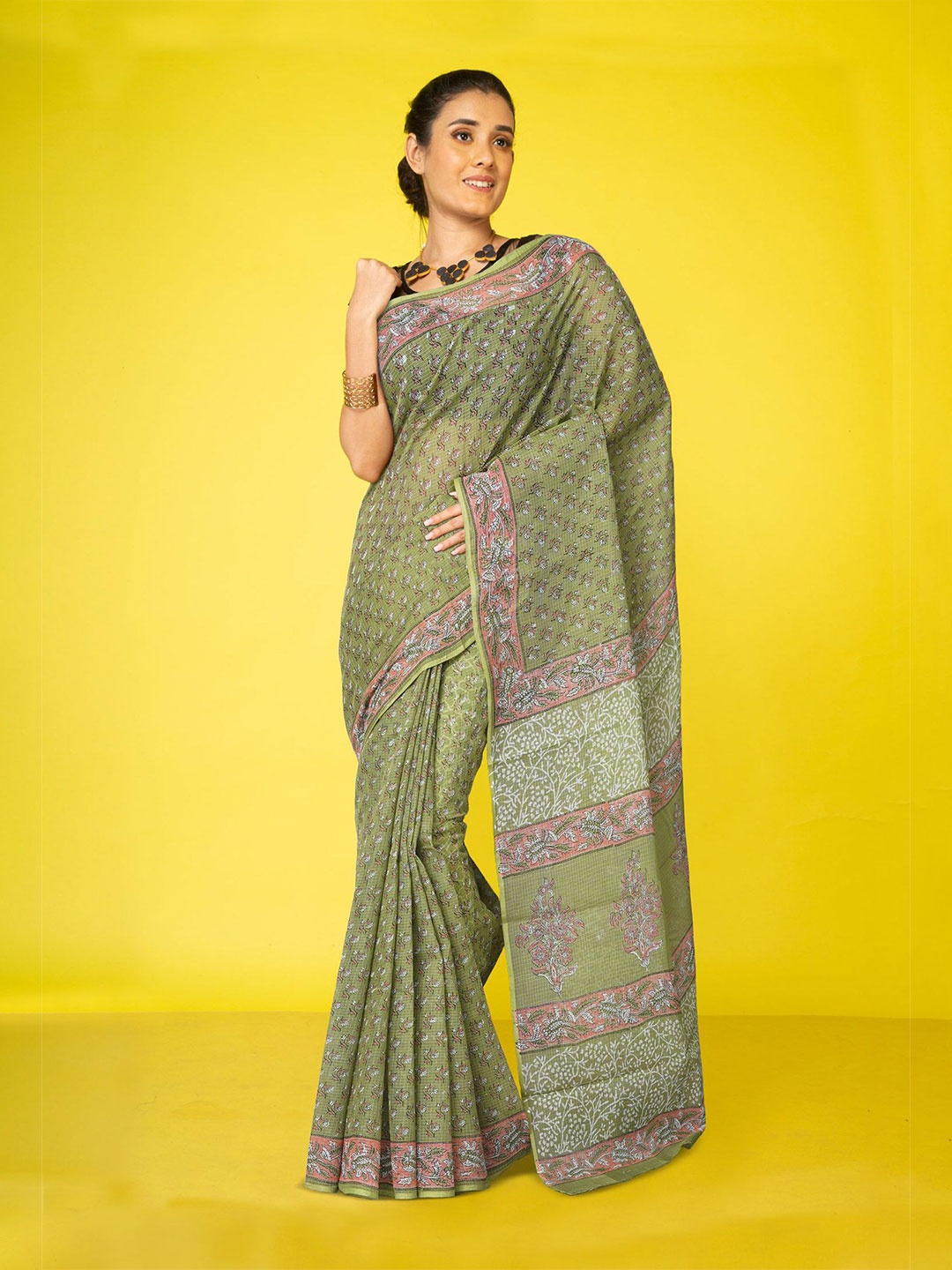 

Unnati Silks Ethnic Motifs Kota Saree, Green