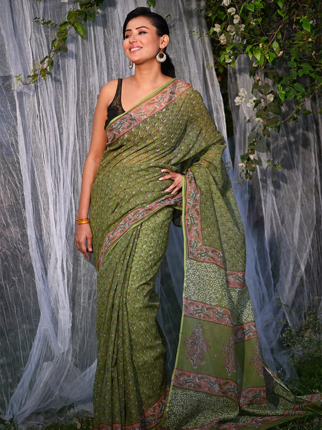 

Unnati Silks Ethnic Motifs Kota Saree, Green