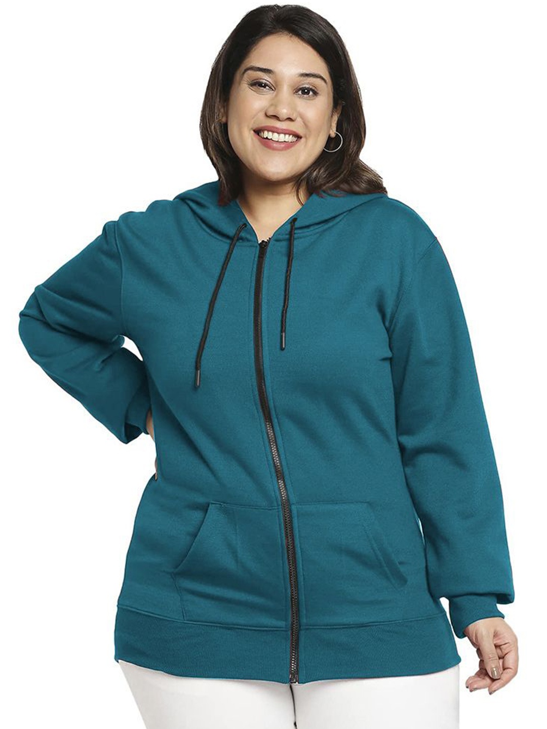

Wear Your Opinion Women Plus Size Hooded Sweatshirt, Teal