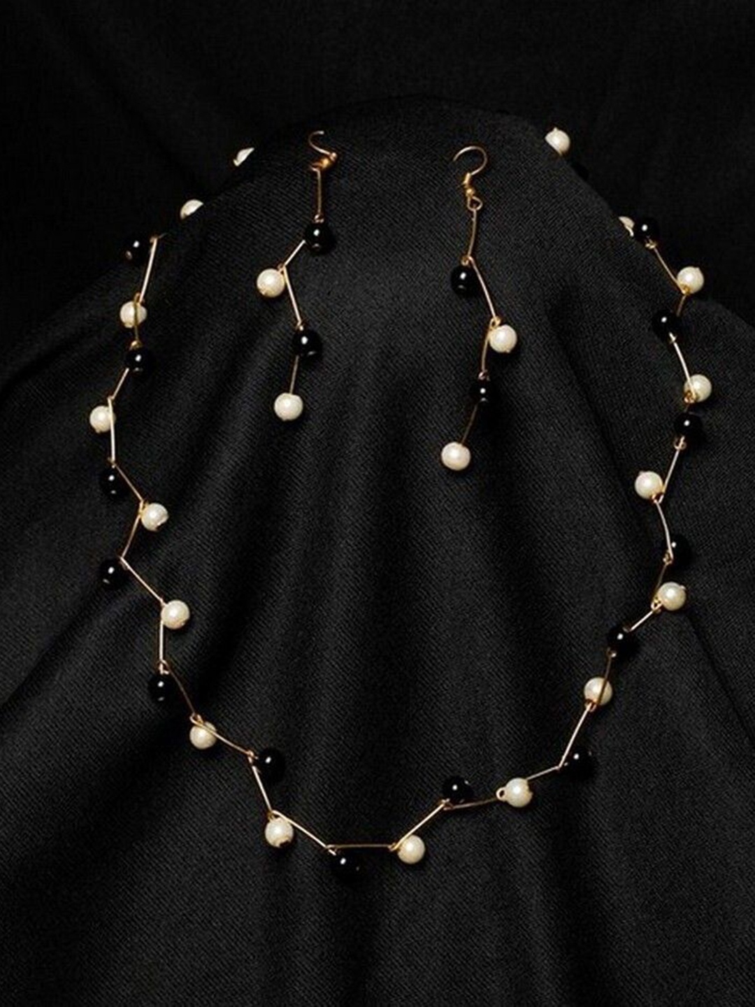 

Oxidized Heaven Gold Plated Beaded Necklace and Earrings