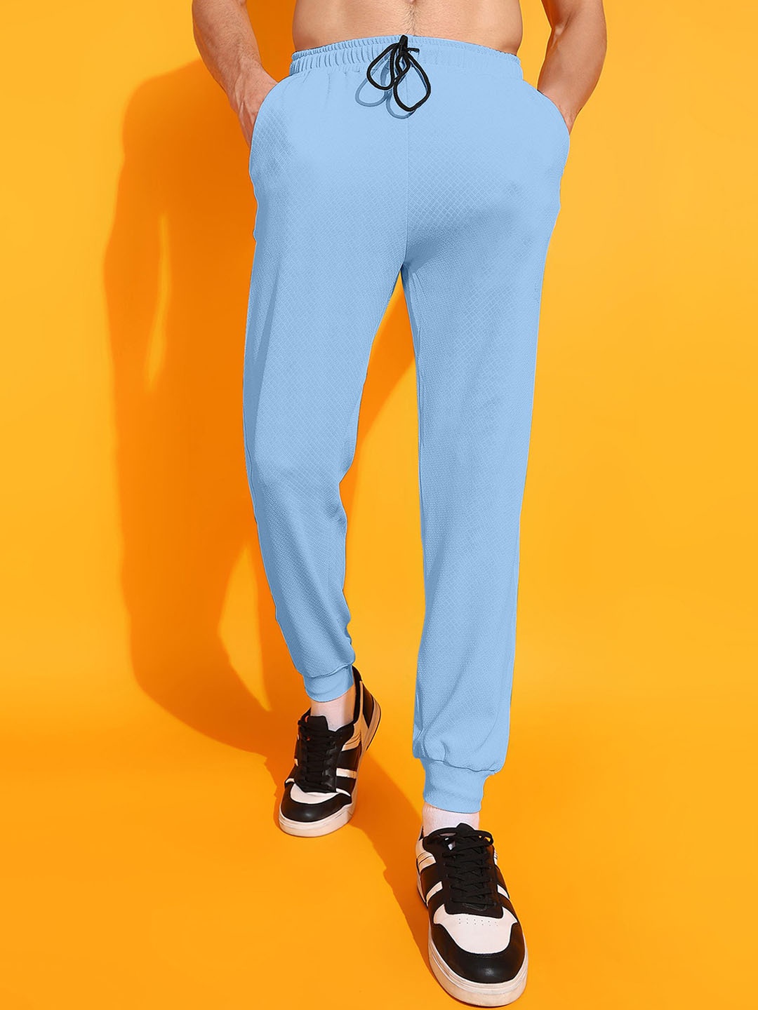 

INDICLUB Men Self Design Regular Fit Mid-Rise Joggers, Blue