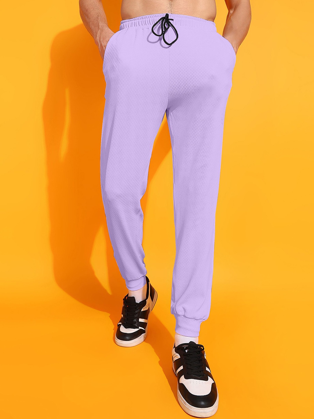 

INDICLUB Men Self Designed Mid Rise Joggers, Purple