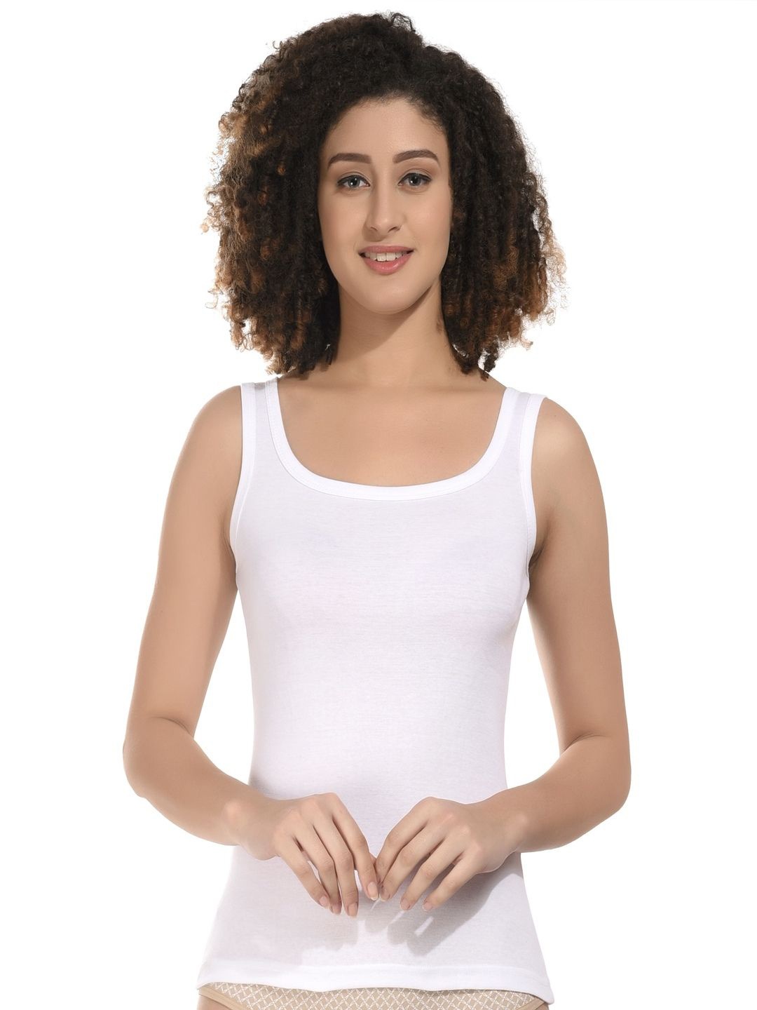 

BODYMIST Women Cotton Sleeveless Tank Top, White