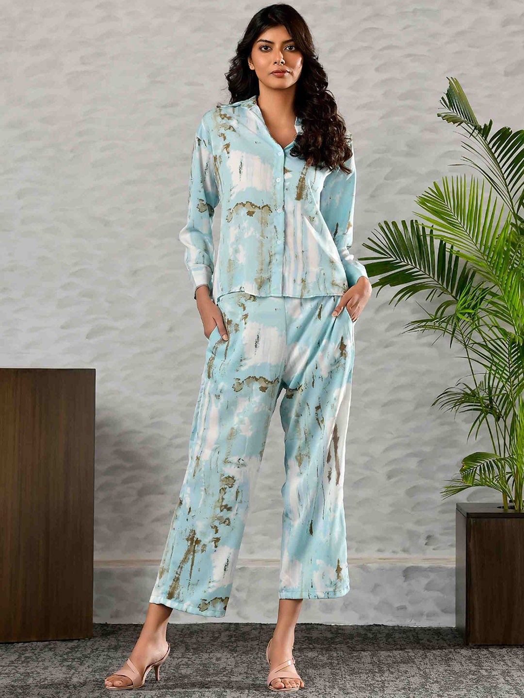 

Unityshop Shirt Collar Printed Shirt & Trouser, Blue