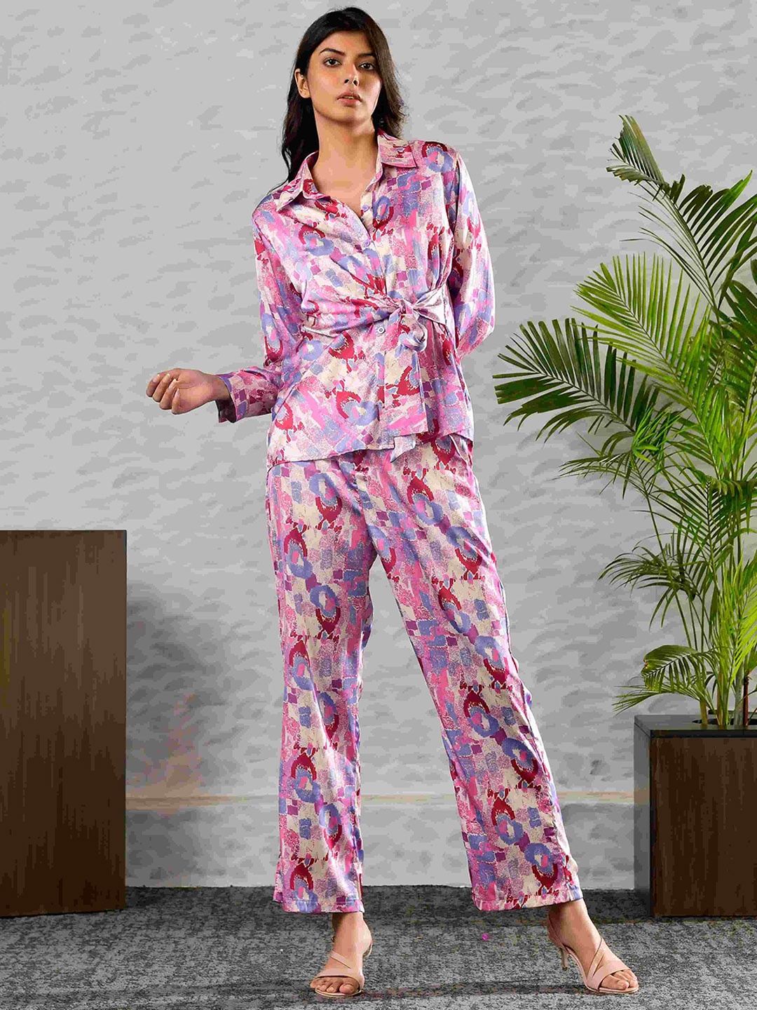 

Unityshop Shirt Collar Abstract Printed Shirt & Trouser, Purple