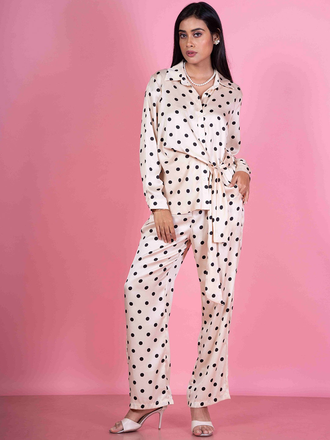 

Unityshop Shirt Collar Printed Shirt & Trouser, Cream