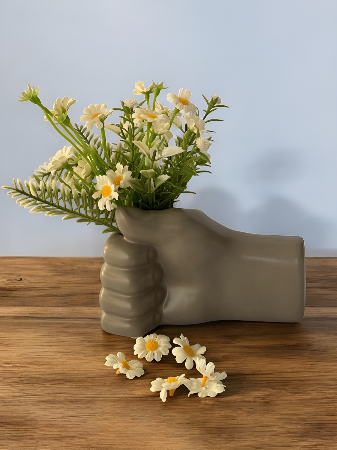 Art Street Grey Glossy Ceramic Decorative Mannequin HandFlower Vase