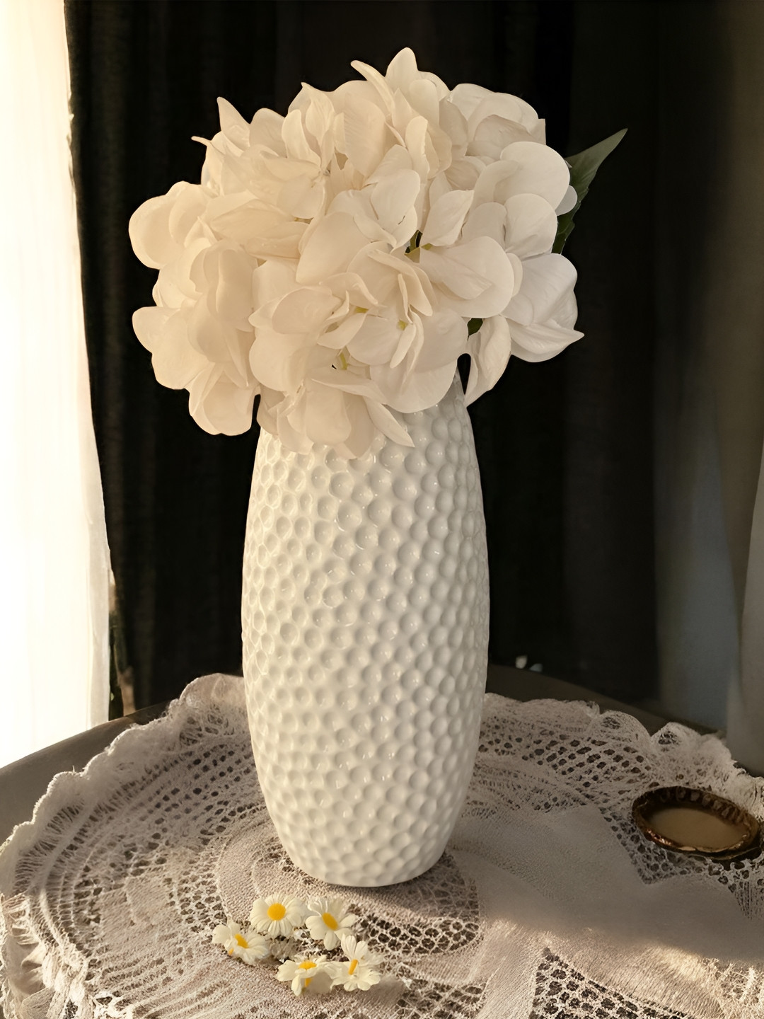 

Art Street White Glossy Ceramic Honeycomb Decorative Flower Vase