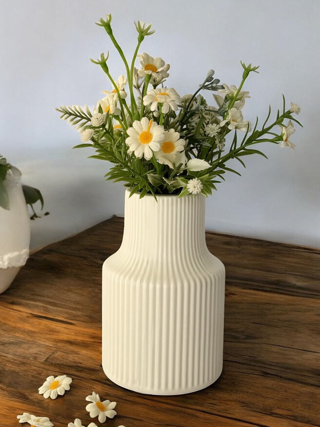 

Art Street White Striped Ceramic Decorative Flower Vase