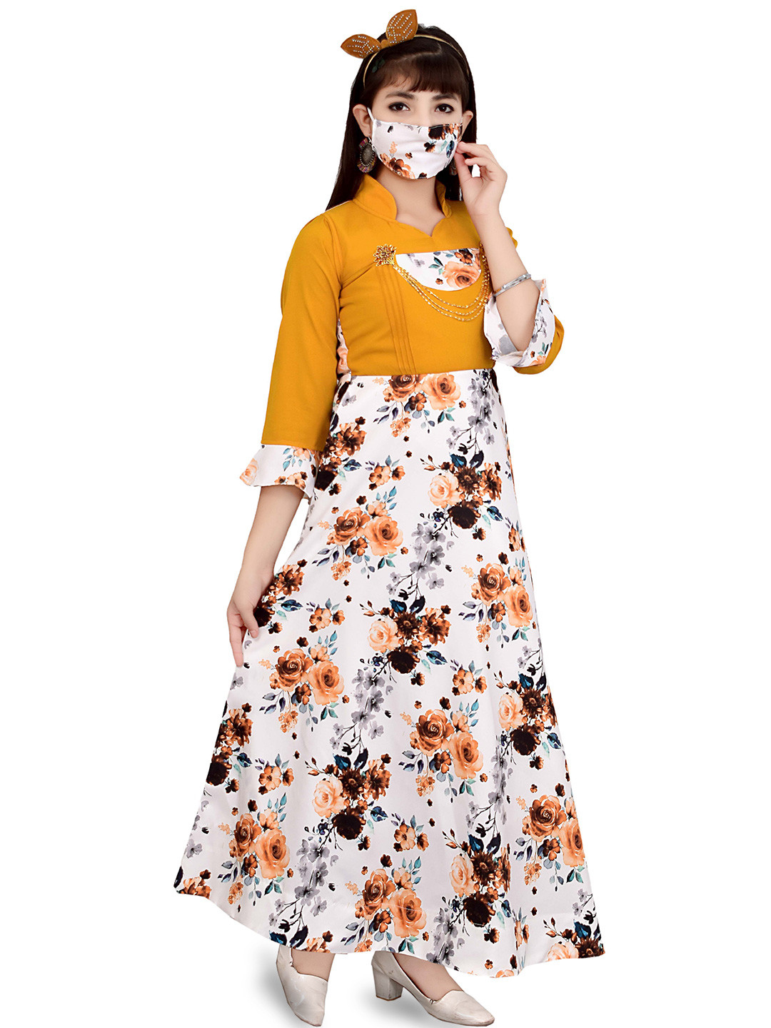 

AJIZA GARMENTS Floral Printed Maxi Dress, Yellow
