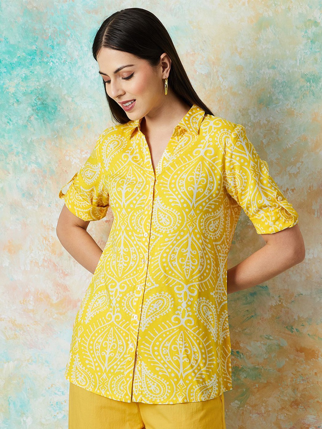 

Melange by Lifestyle Women Ethnic Printed Tunics, Yellow