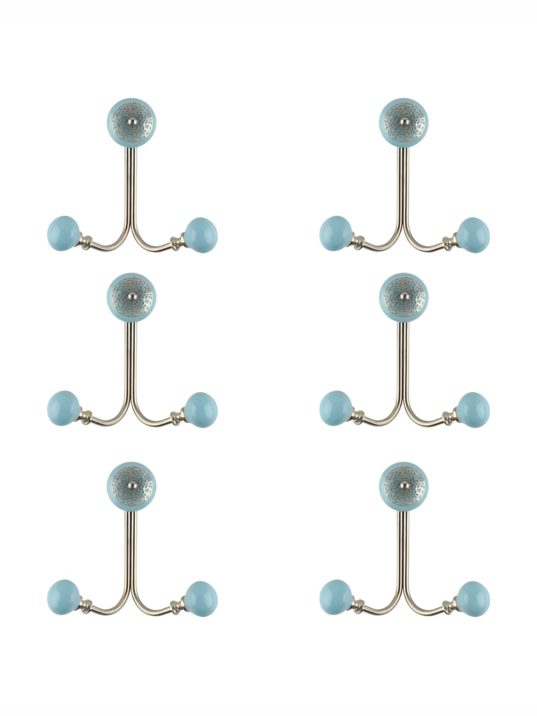 

IndianShelf Turquoise Blue 6 Pieces Ceramic Strewn Wall Hooks