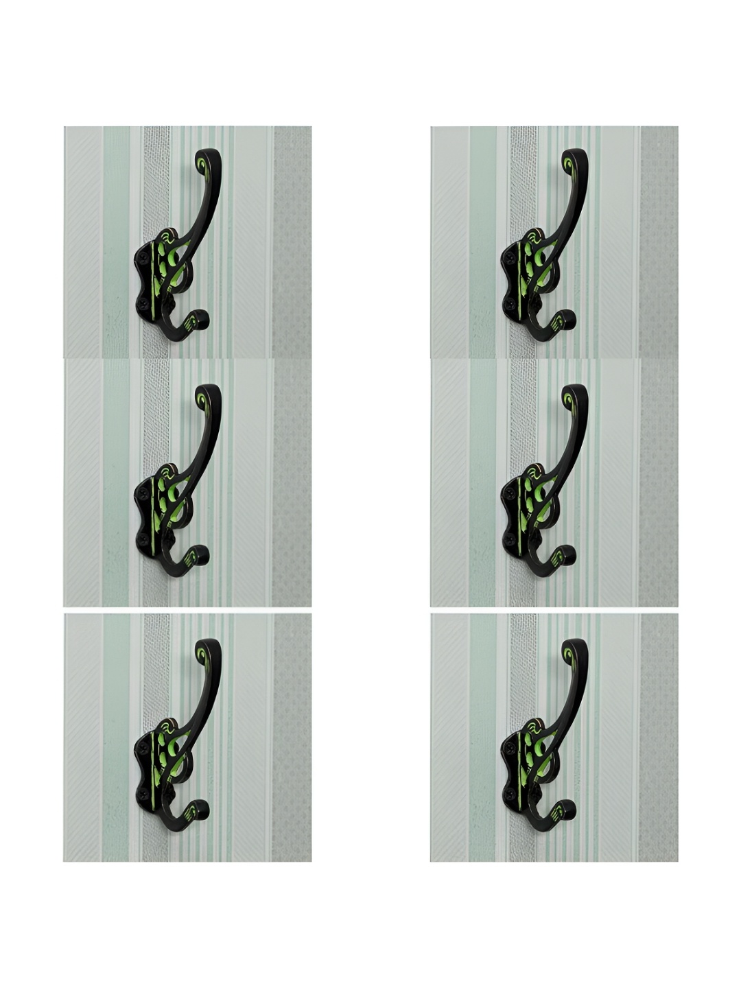 

IndianShelf Bronze & Green 6 Pieces Brass Nostalgic Cloth Hangers Wall Hooks