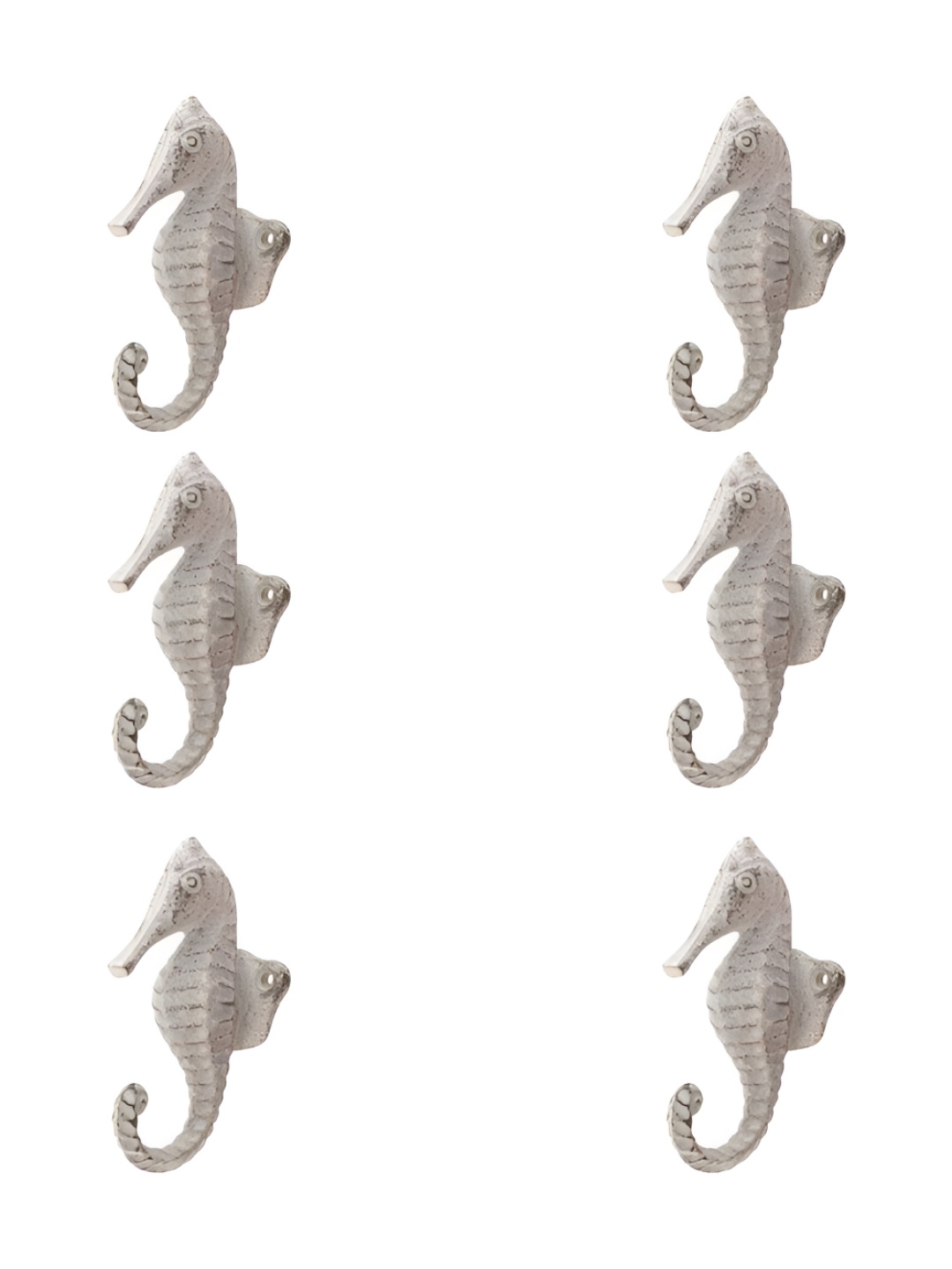 

IndianShelf White 6 Pieces Iron Seahorse Wall Hanger Key Holders