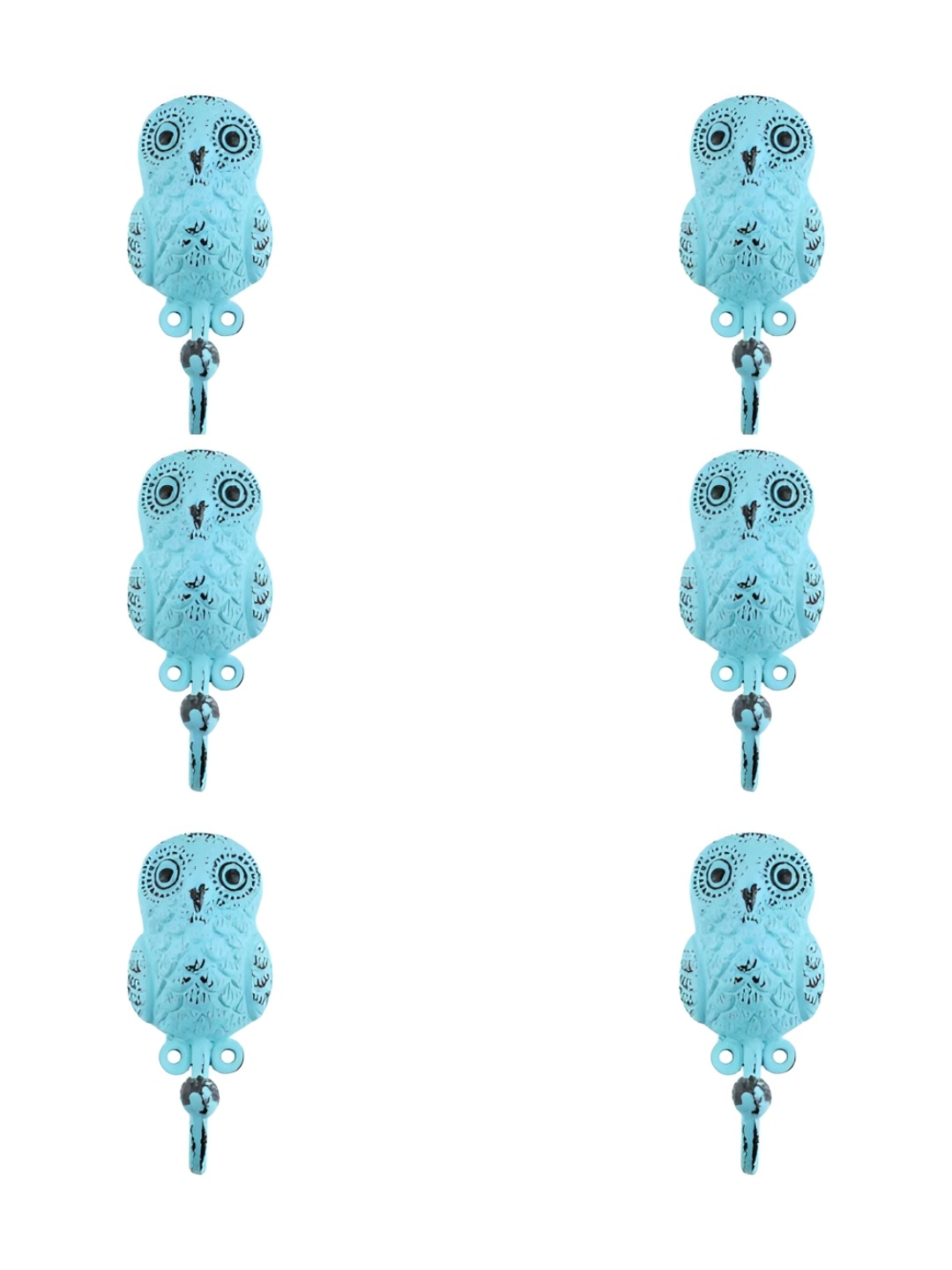 

IndianShelf Blue & Grey 6 Pieces Iron Owl Shaped Wall Hooks