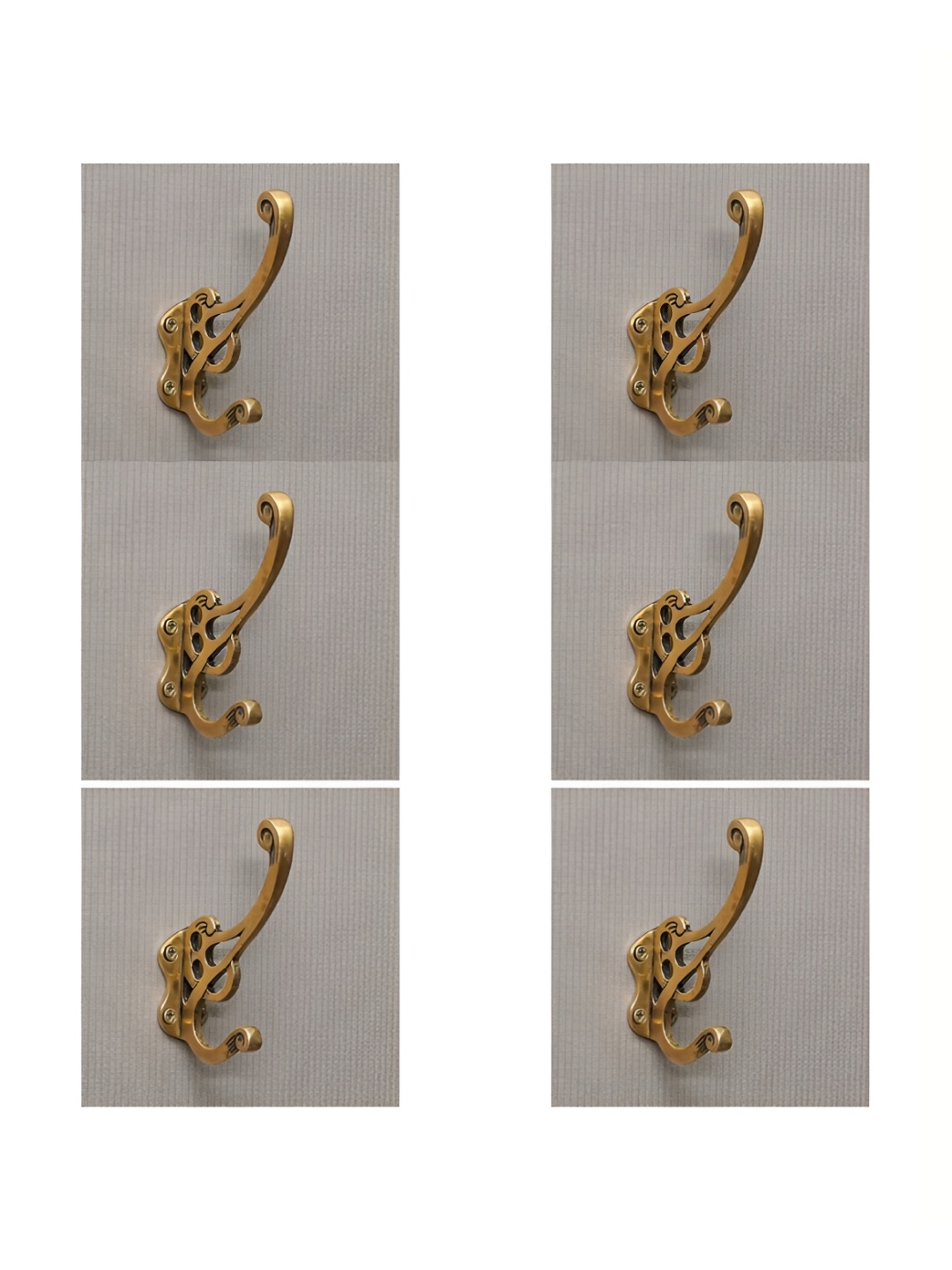 

IndianShelf Goldtoned 6 Piece Brass Nostalgic Wall Hooks, Gold