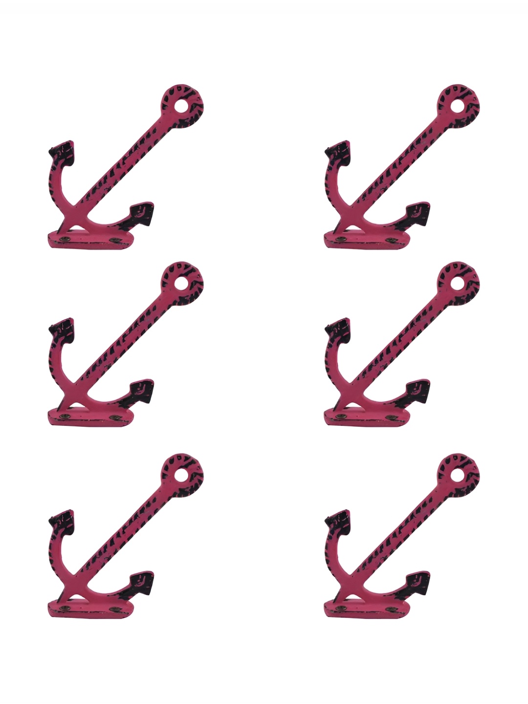 

IndianShelf Pink & Grey 6 Pieces Iron Anchor Shaped Wall Hooks