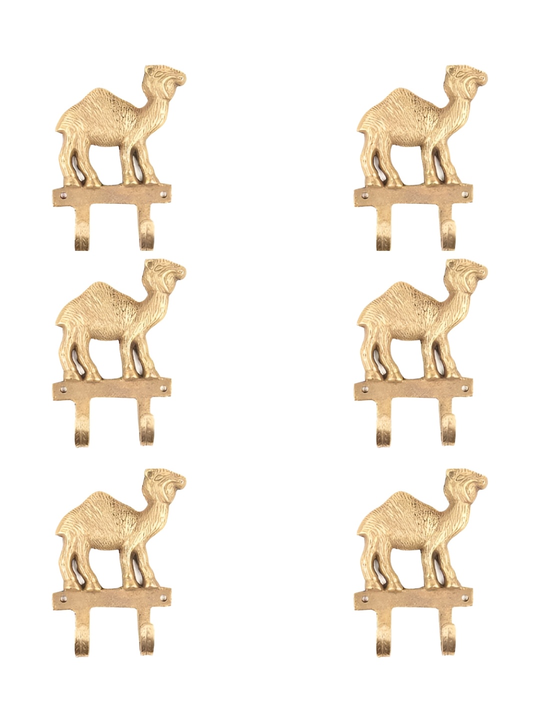 

IndianShelf Gold-Toned 6 Pieces Camel Brass Wall Hooks