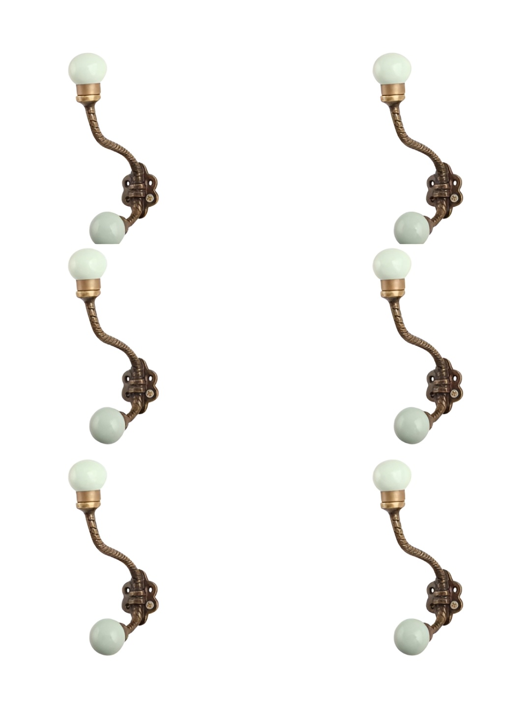 

IndianShelf Green & Brown 6 Pieces Ceramic Hooks for Wall Heavy Items Kitchen Hanger