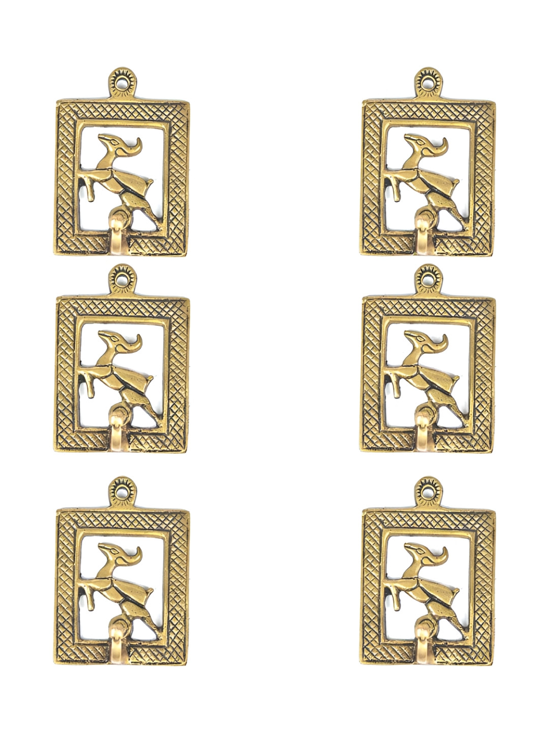 

IndianShelf Gold-Toned & Black 6 Pieces Deer Brass Wall Hooks