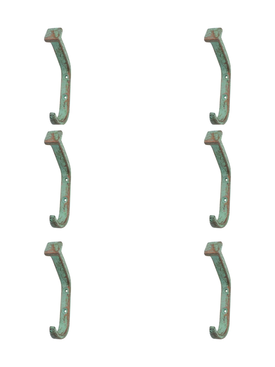 

IndianShelf Green & Grey 6 Pieces Iron Wall Hooks