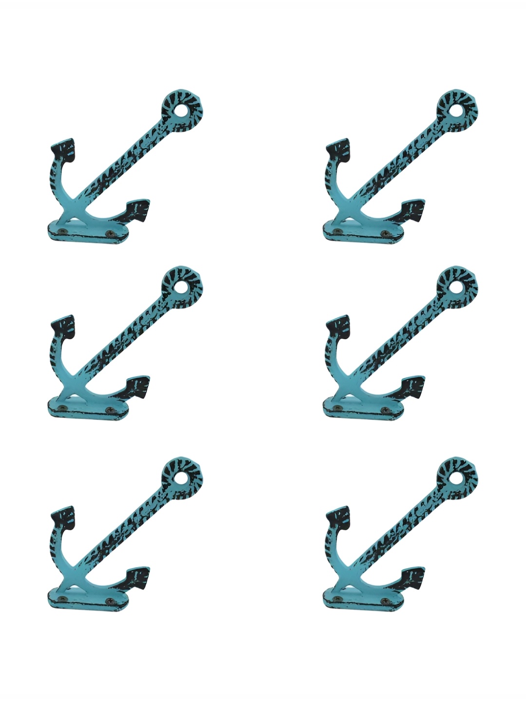 

IndianShelf Blue and Bronze 6 Pieces Iron Anchor Wall Hooks